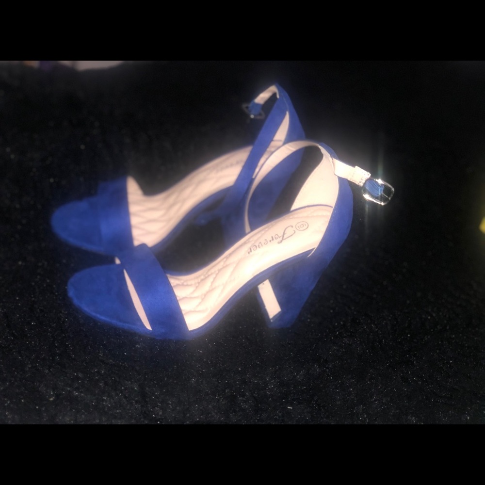 Blue chunky heels
